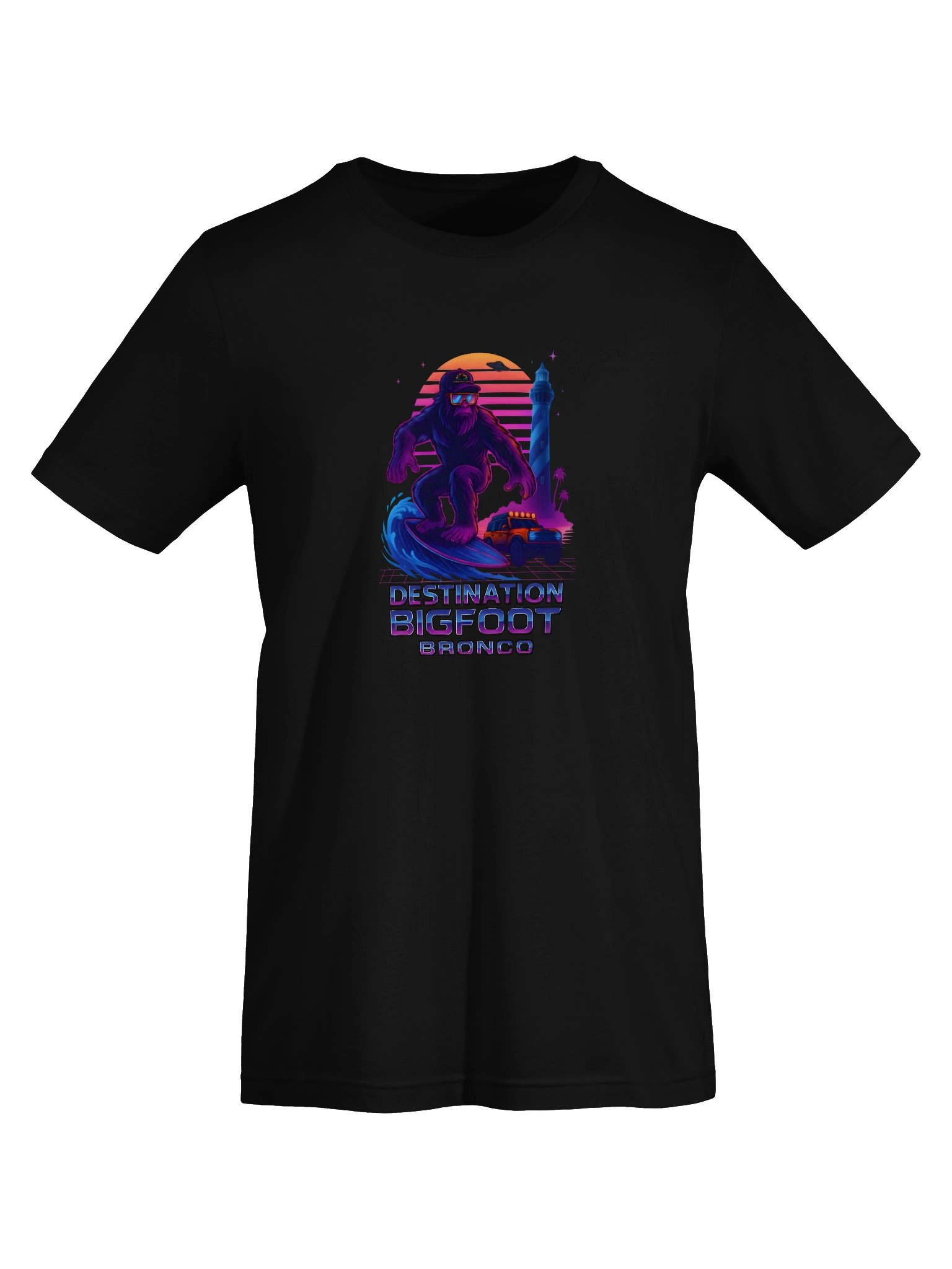 Destination Bigfoot Bronco Full Frontal Synthwave T-Shirt (Multiple Colors Available) product image (71)