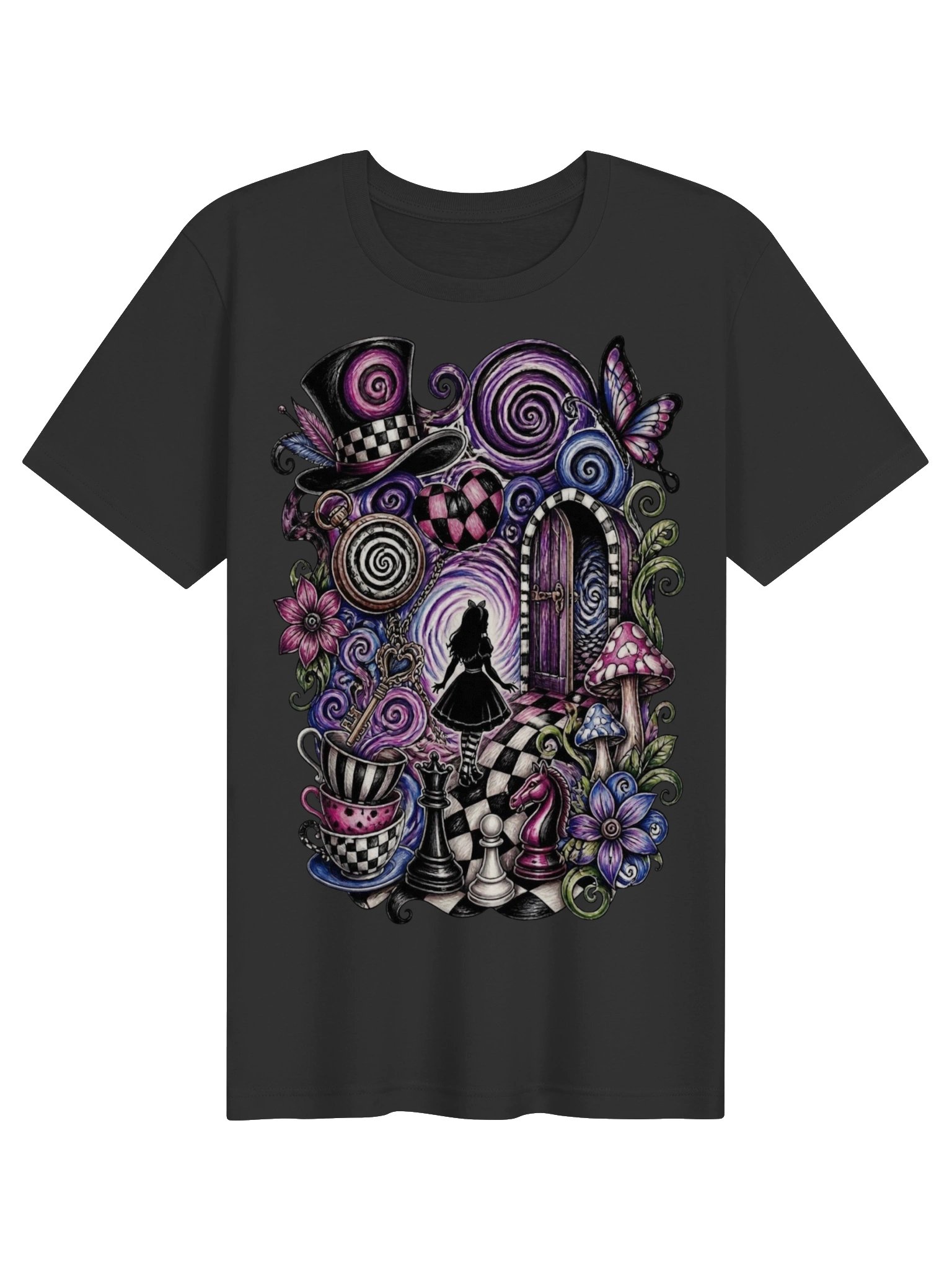 Wonderland Vortex Collage Shirt, Psychedelic Alice Whimsigoth Tee product image (2)
