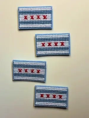 mini chicago flag magnets for friends before i fly home  #embroidery #crossstitch #chicago #plasticcanvas #artistsoftiktok 