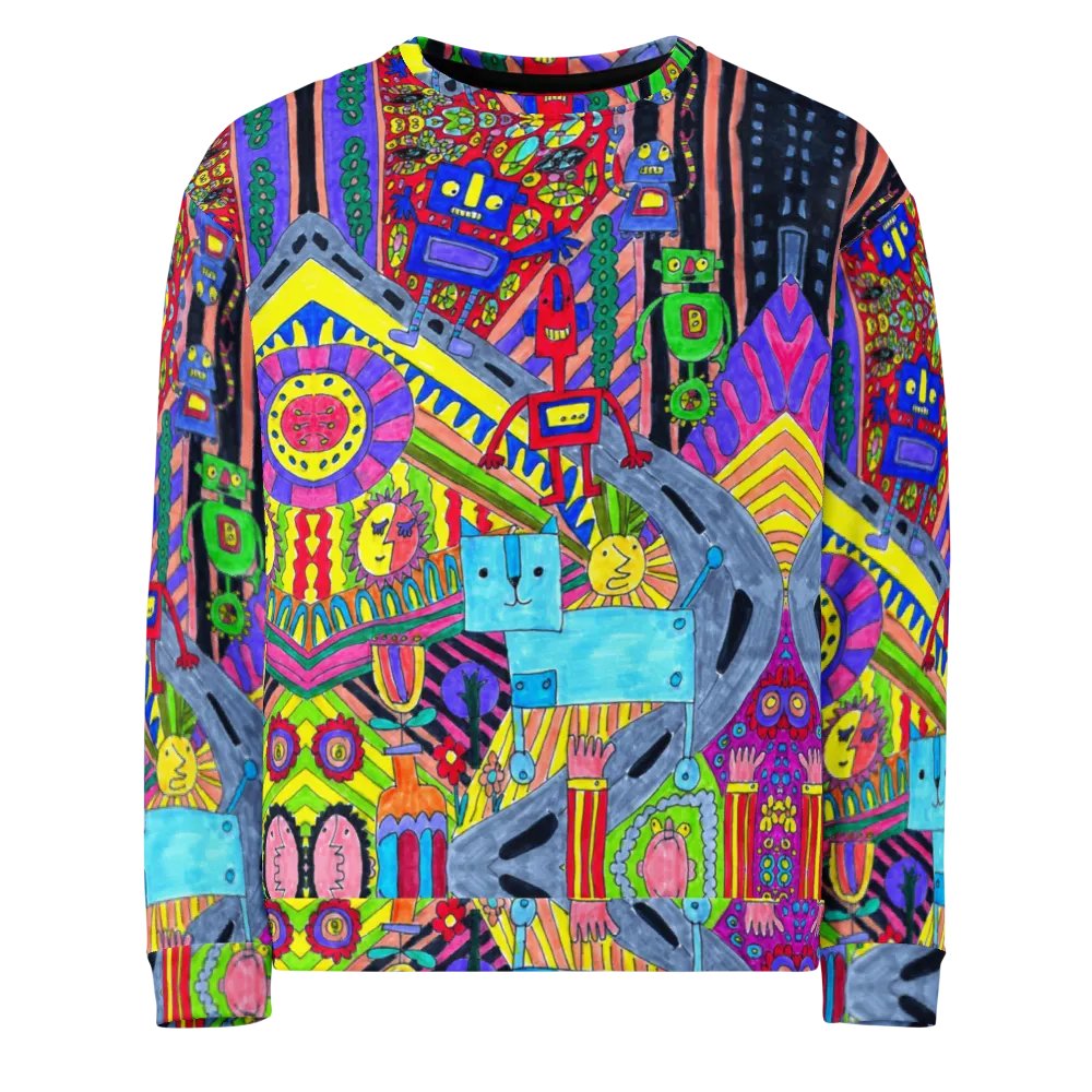 Abstract Colourful Doodle Robots Unisex Sweatshirt product image (3)