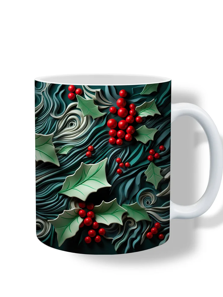 Festive Holly and Berries 11oz Coffee Mug – Elegant Christmas Holiday Ceramic Cup – Perfect for Winter Drinks and Seasonal Décor product image (1)
