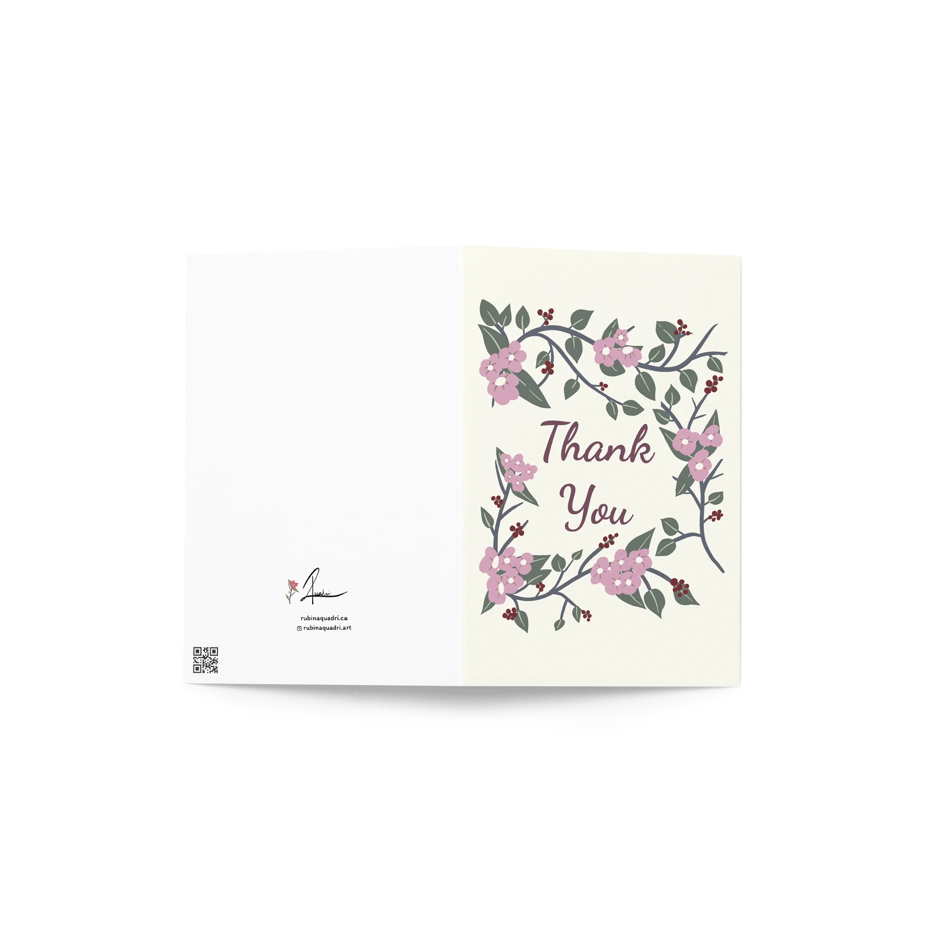 Thank You Botanical Garland | Mauve Pink & Slate Grey on Ivory product image (2)