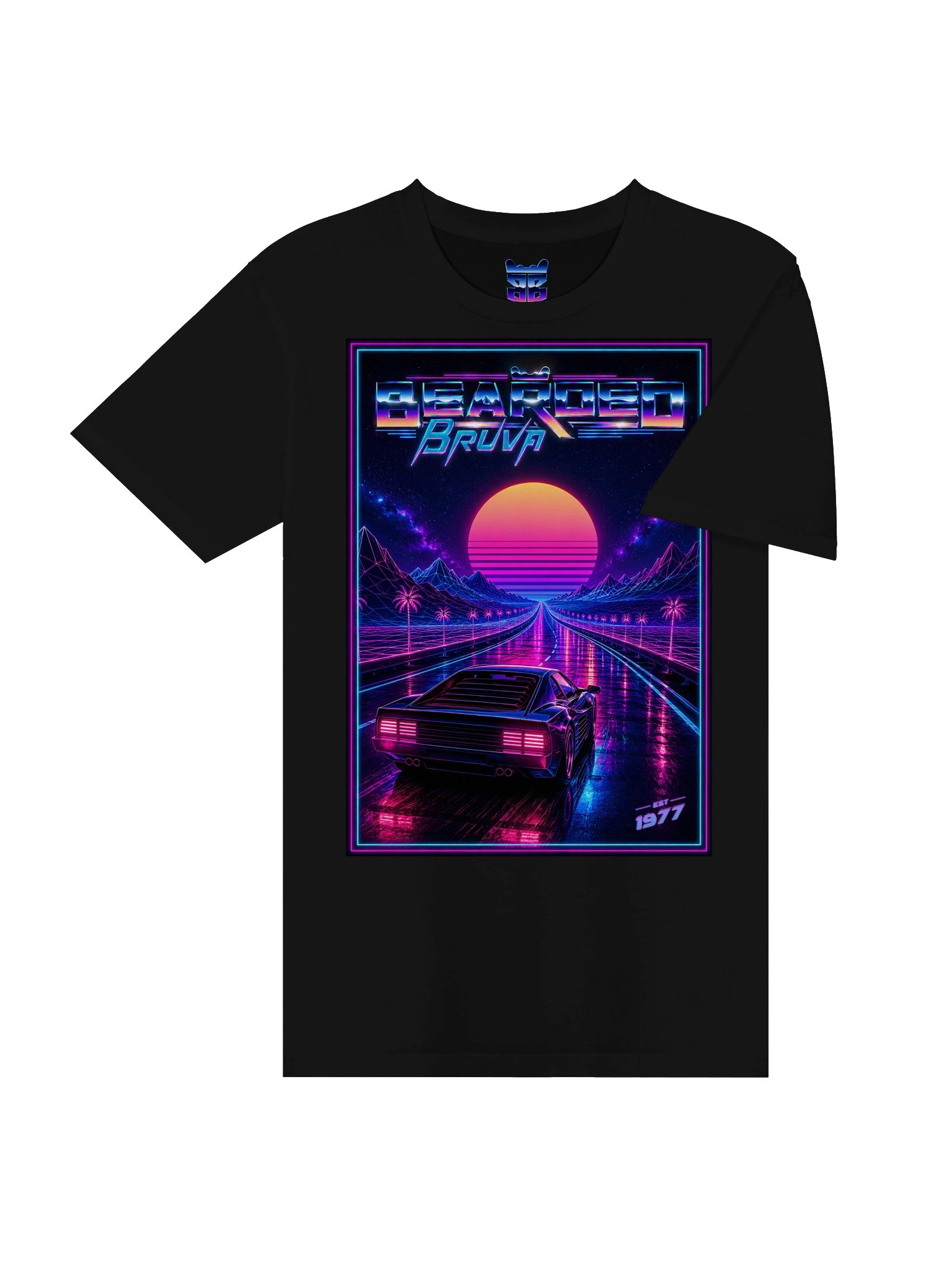 BeardedBruva Synthwave Sunset Tee product image (37)
