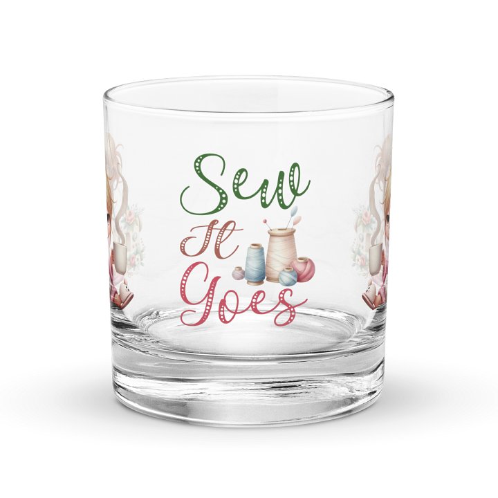 Sip & Sew Cartoon Girl Rocks Glass product image (1)