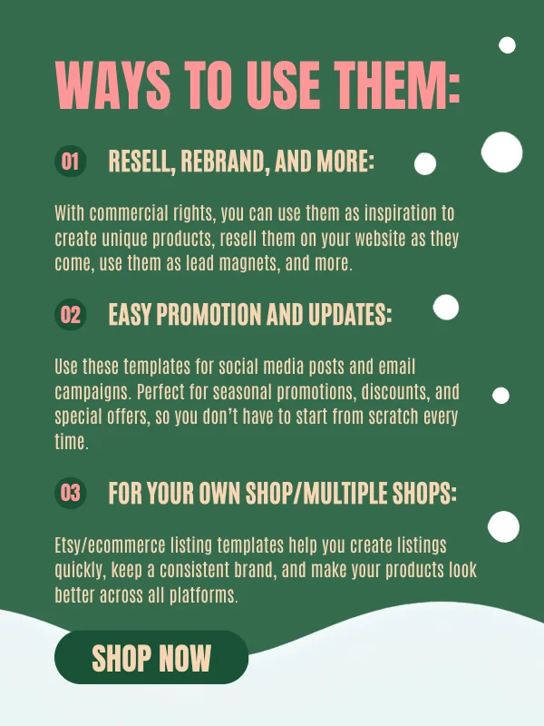 Cute Coquette Christmas Etsy Listing Templates (Canva) product image (6)