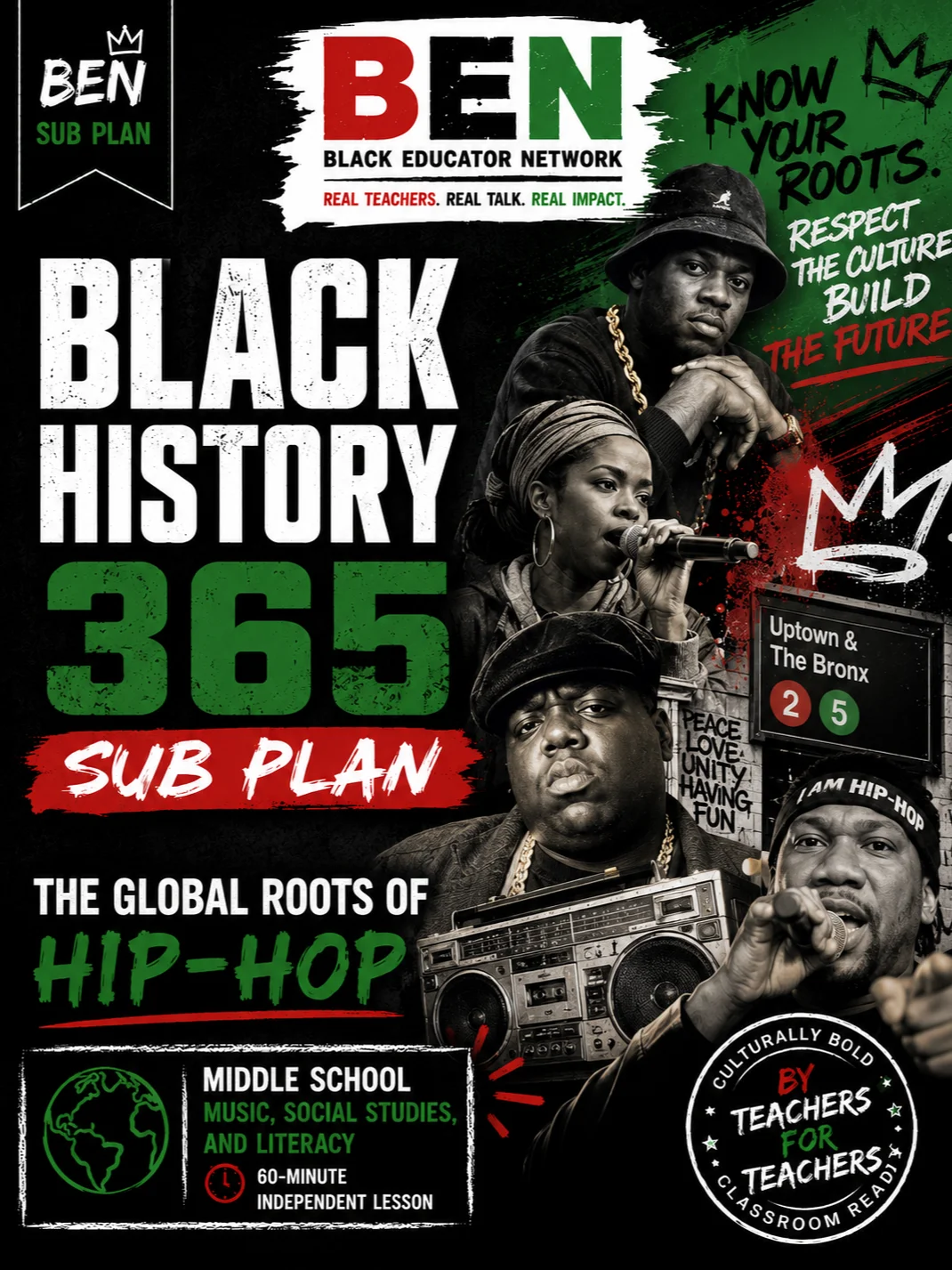 Black History 365 Sub Plan: The Global Roots of Hip Hop| Middle School Music| 60-Minute Lesson product image (1)