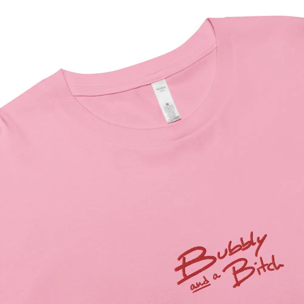 Bubbly and a B*tch (red) embroidered cotton crop top product image (9)