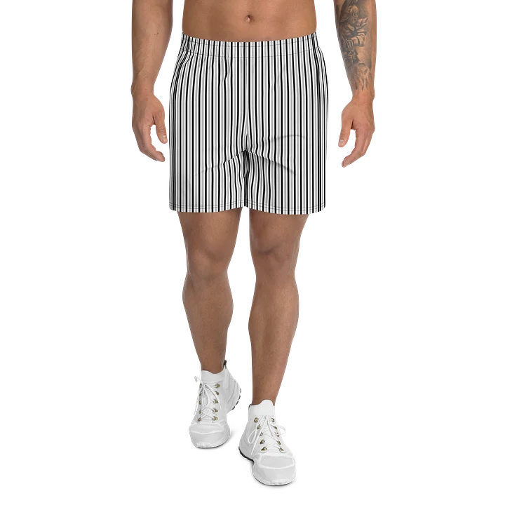 Monochrome Stripe Athletic Long Shorts product image (1)