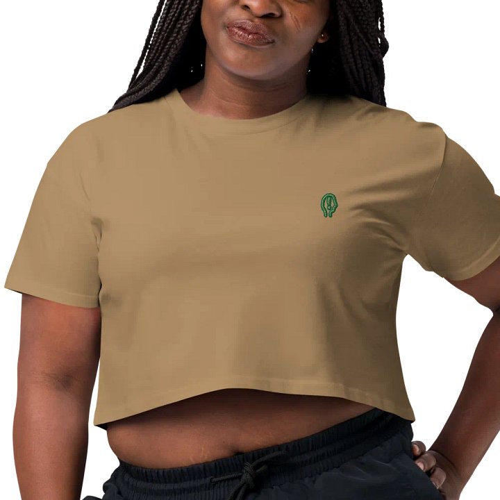 EXCLAIMING MENTALLY (L.C., moss) embroidered cotton crop top product image (14)