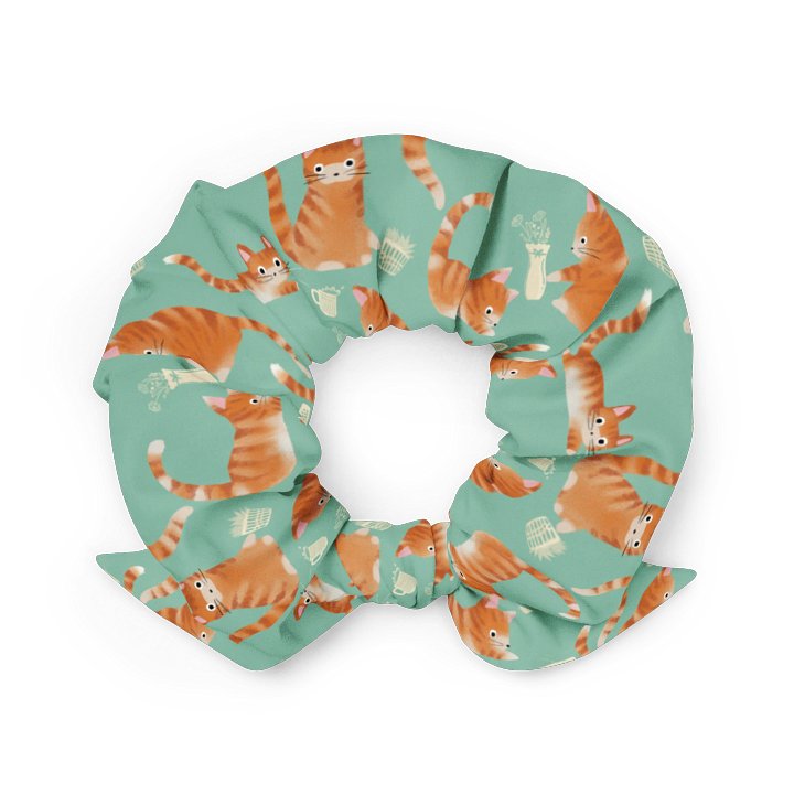 Orange Tabby Cats Knocking Stuff Over Patterned Scrunchie product image (2)