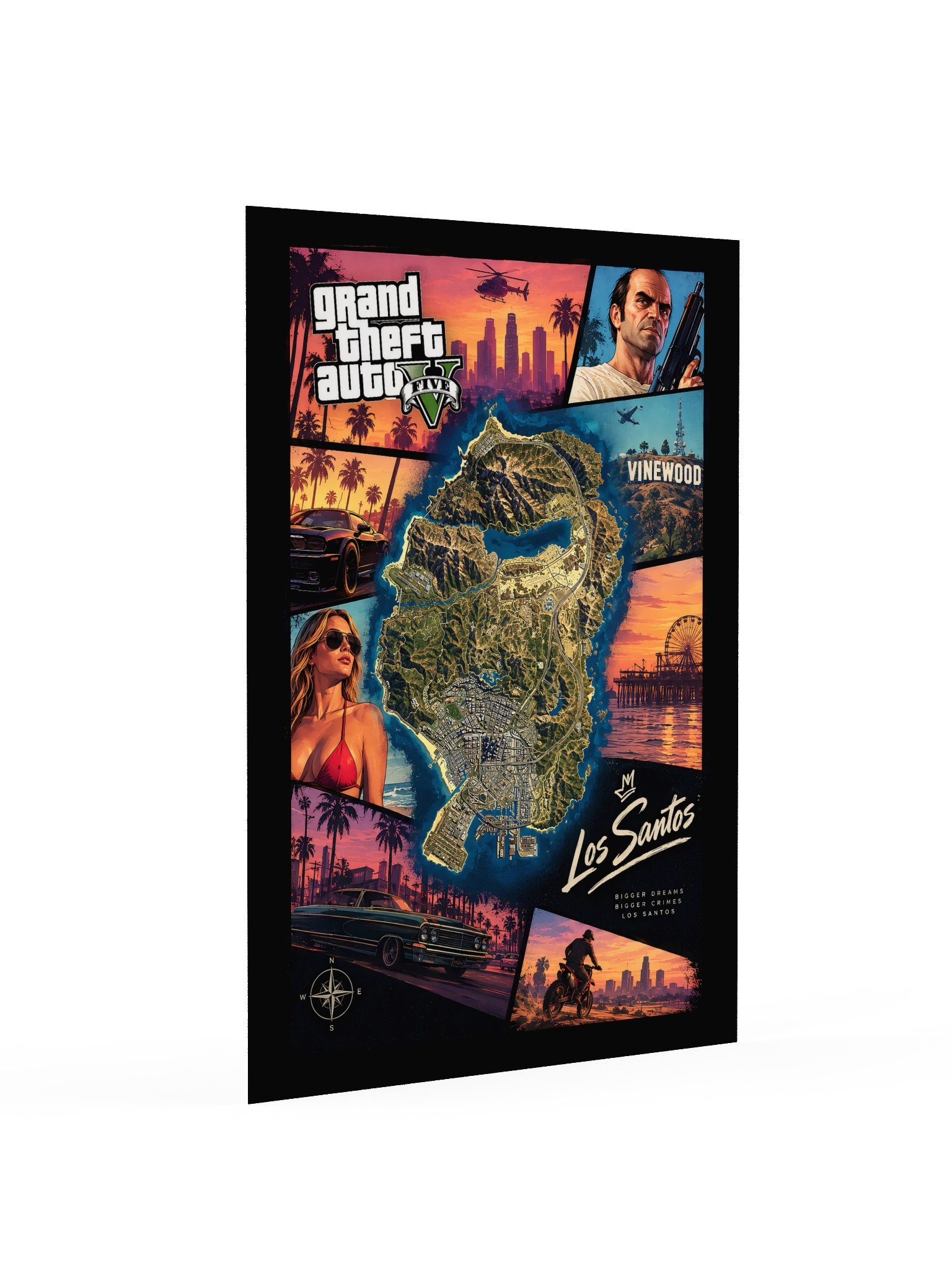 GTA V Poster – Grand Theft Auto V Gaming Wall Art | Los Santos Map Poster product image (2)