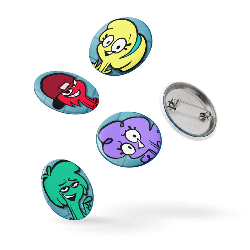 Cartoon Safety Pin Buttons Set 2 product image (7)