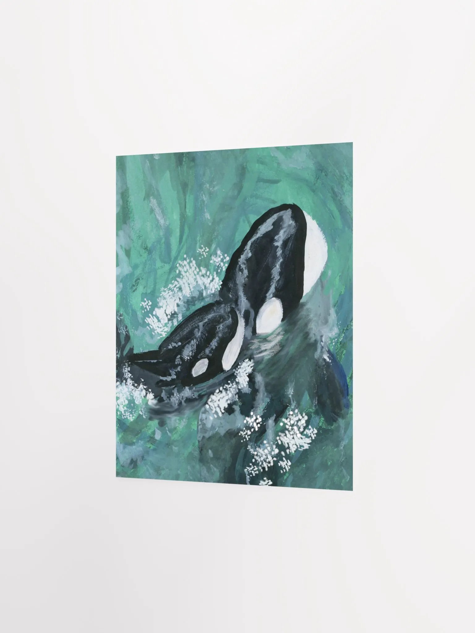 Orca Siblings Surface to Say Hi - Gouache Art Print (PRINT ONLY) product image (3)