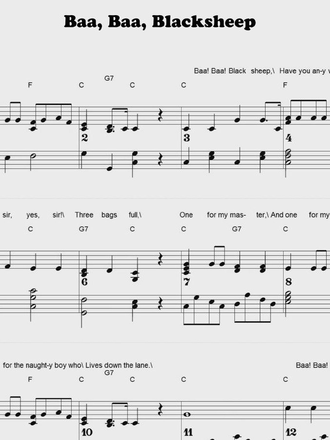 Baa, Baa, Blacksheep - CS - Piano sheet music product image (1)