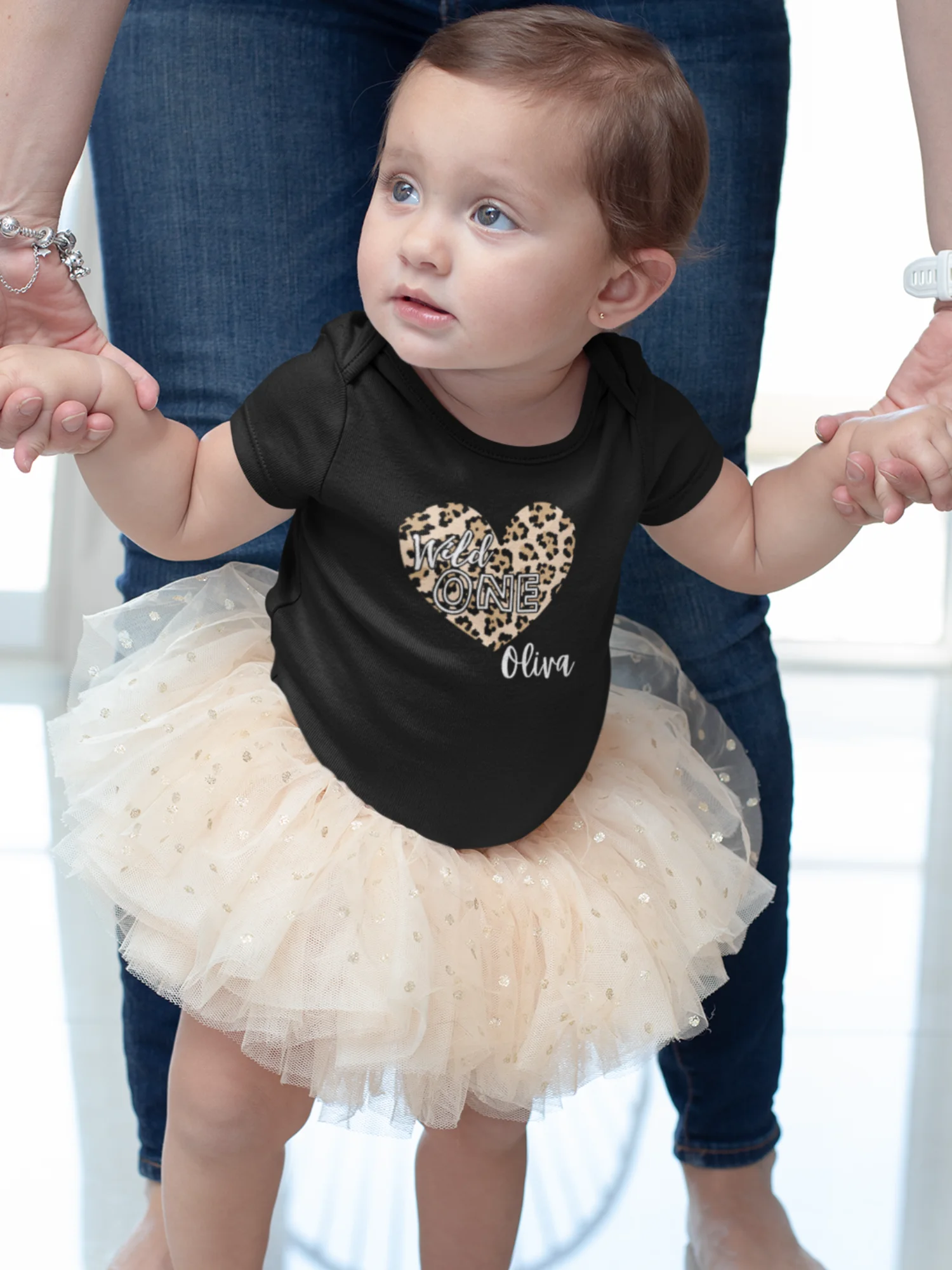 Wild One Leopard Print Birthday Onesie - Personalized 1st Birthday Outfit for Baby Girl - Wild ONE Theme Party product image (2)