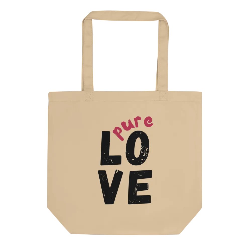 Pure LOVE dual Color Black-Magenta on organic natural Tote Bag product image (2)