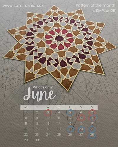 Hello June! 

Join me online or in-person for all sorts this month, but mainly variations and expansions of this beautiful st...