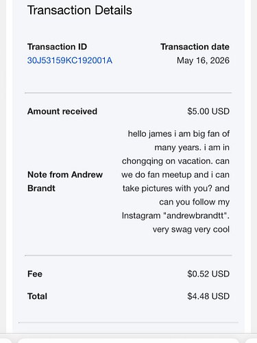 Thanks so much for donation my dear friend Andrew @andrewbrandtt . I’m following you on instagram. Very cool very swag I like it