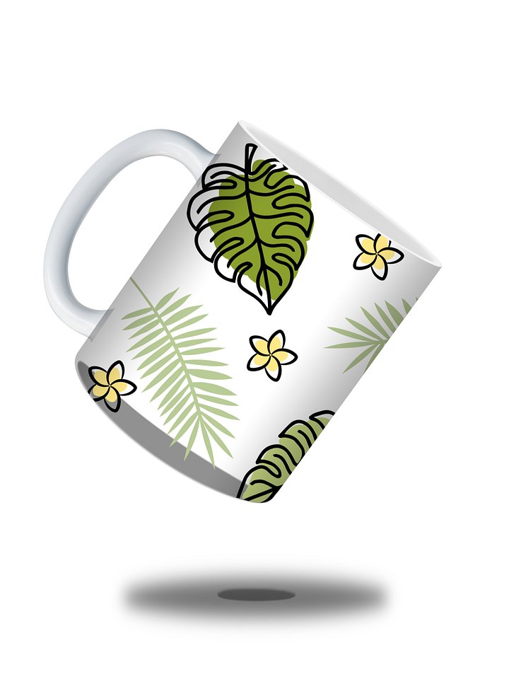 (Black Border) Monstera Tropical Leaves and Flowers 11oz Coffee Mug – Nature-Inspired Ceramic Cup with Monstera and Floral Design – Perfect Gift for Plant Lovers product image (1)
