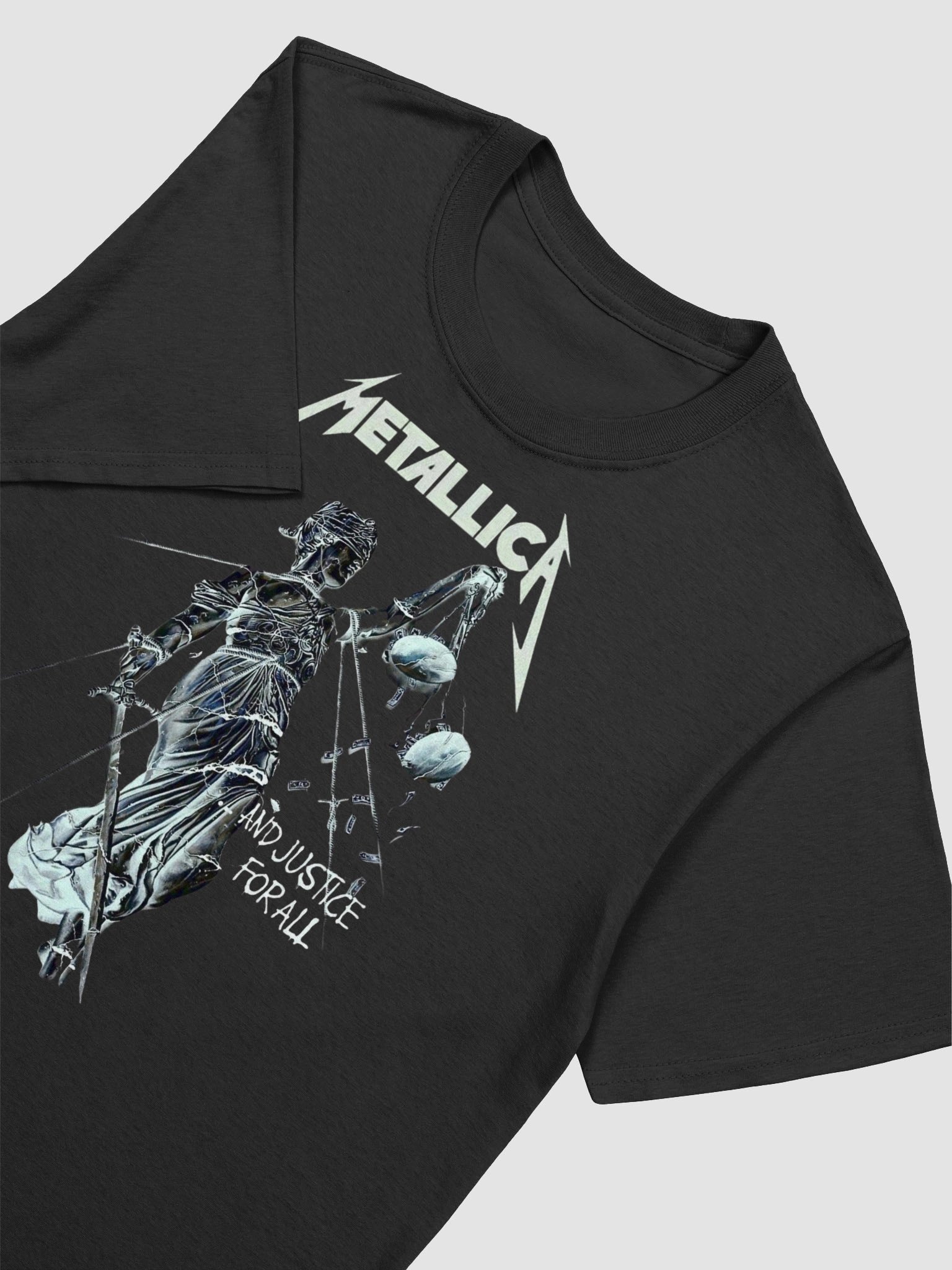 Metallica And Justice For All T-Shirt Lady Justice Album Art | Dark Grey Heavy Metal Graphic Tee | 1988 Thrash Metal Collector Shirt product image (6)