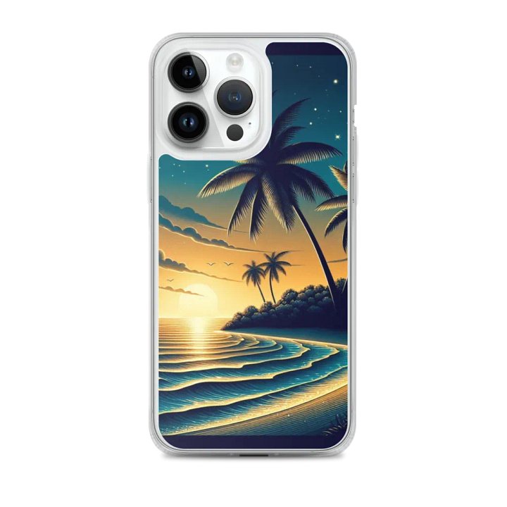 Tropical Sunset MagSafe® iPhone® Clear Case | AI Design beautiful beach scenery product image (2)
