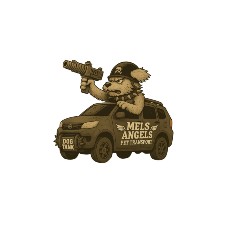 Mel’s Angels Dog Tank Magnet – Vintage Military Style Die-Cut Vinyl Magnet product image (4)