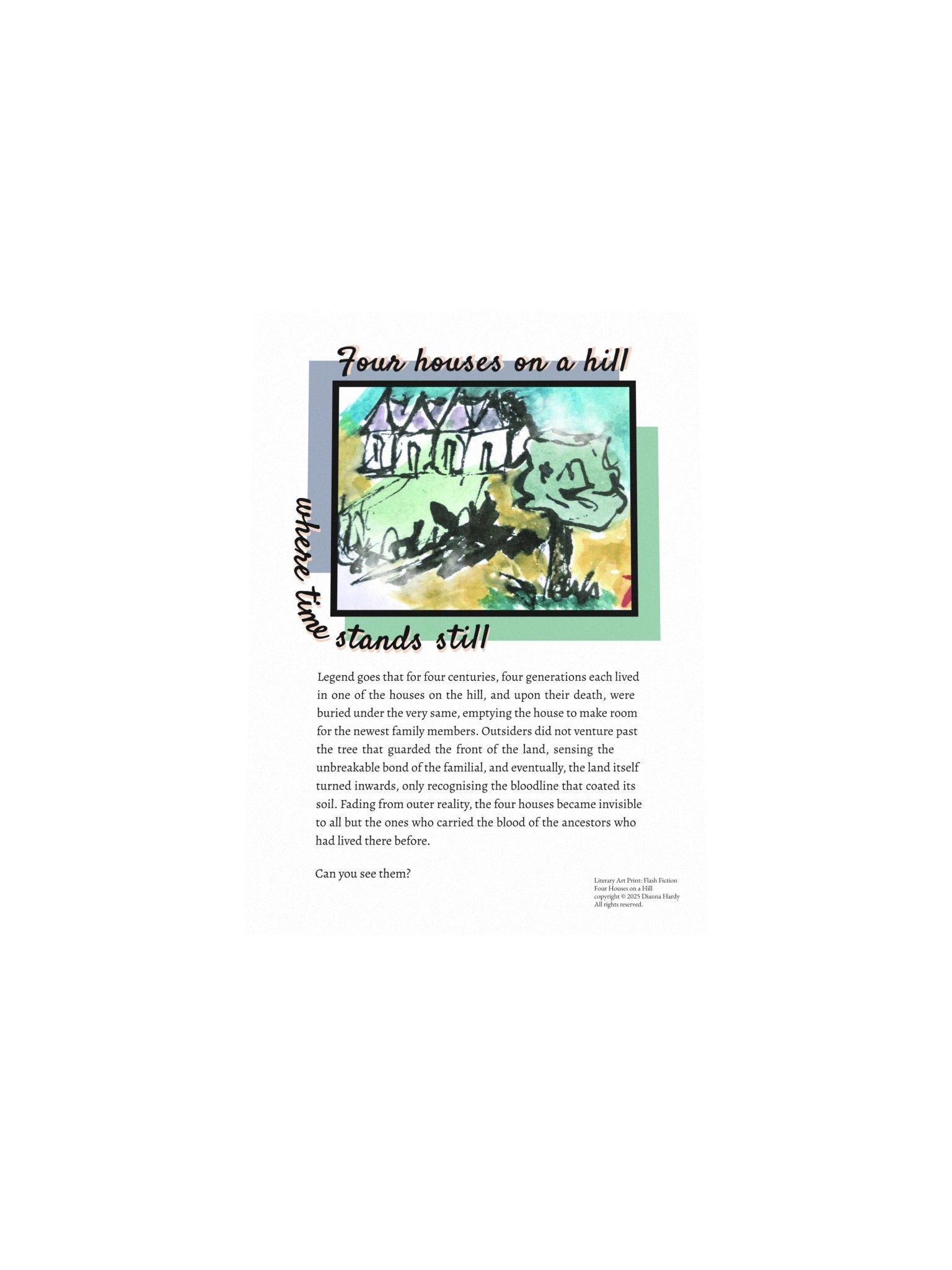 Four Houses on a Hill, Literary Art Print: Flash Fiction product image (4)