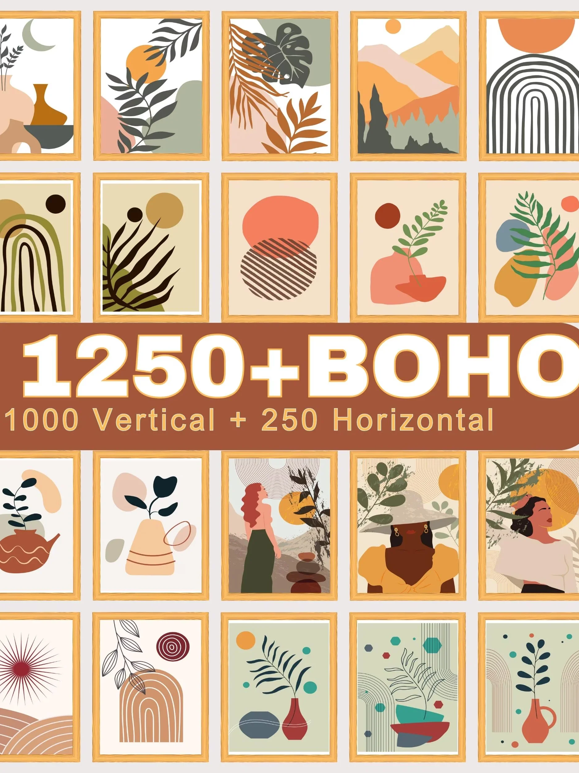 Boho Wall Collage Mega Bundle, Set of 1250 Digital Download product image (1)