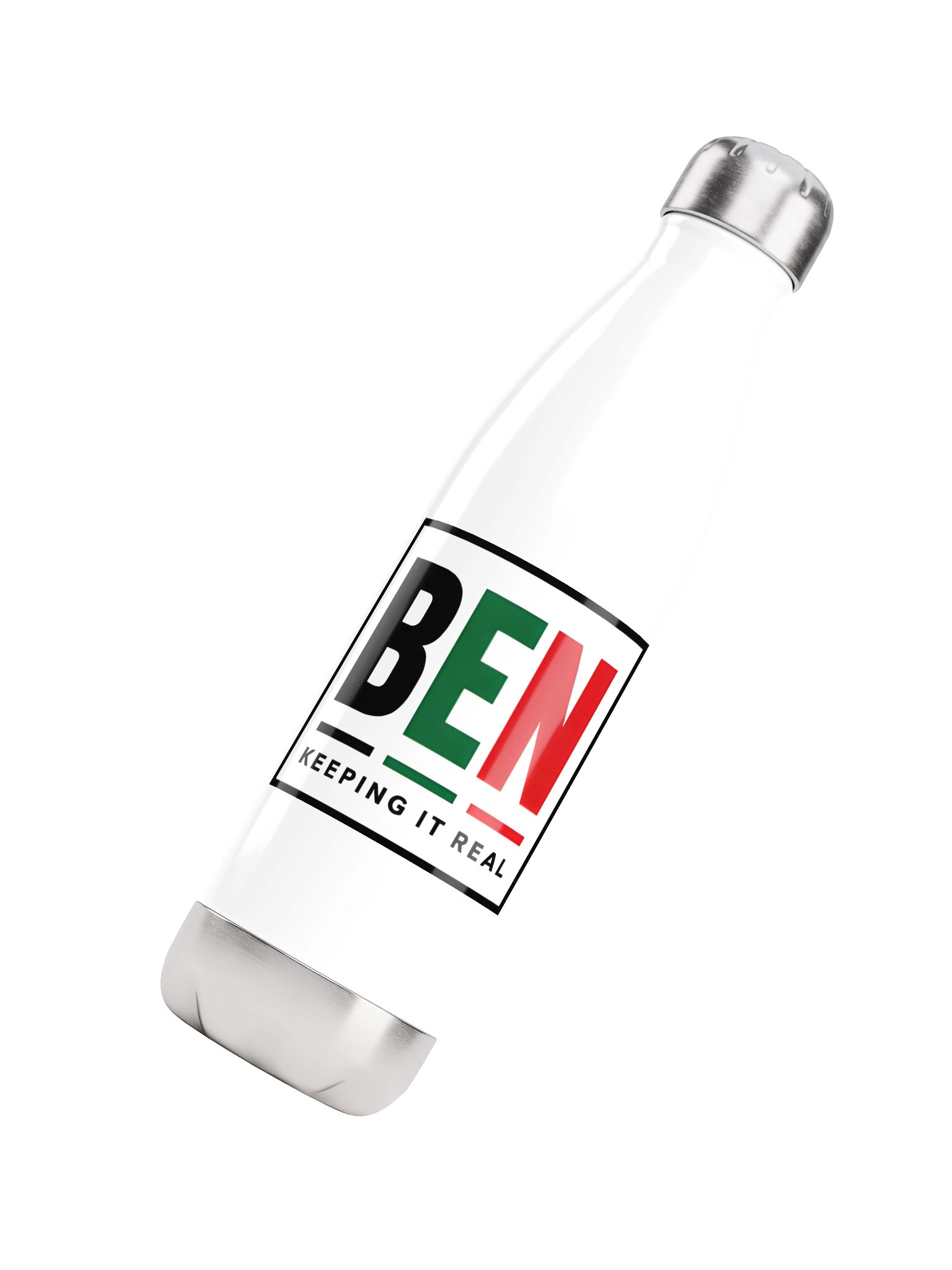 BEN “Keeping It Real” White Stainless Steel Water Bottle product image (4)