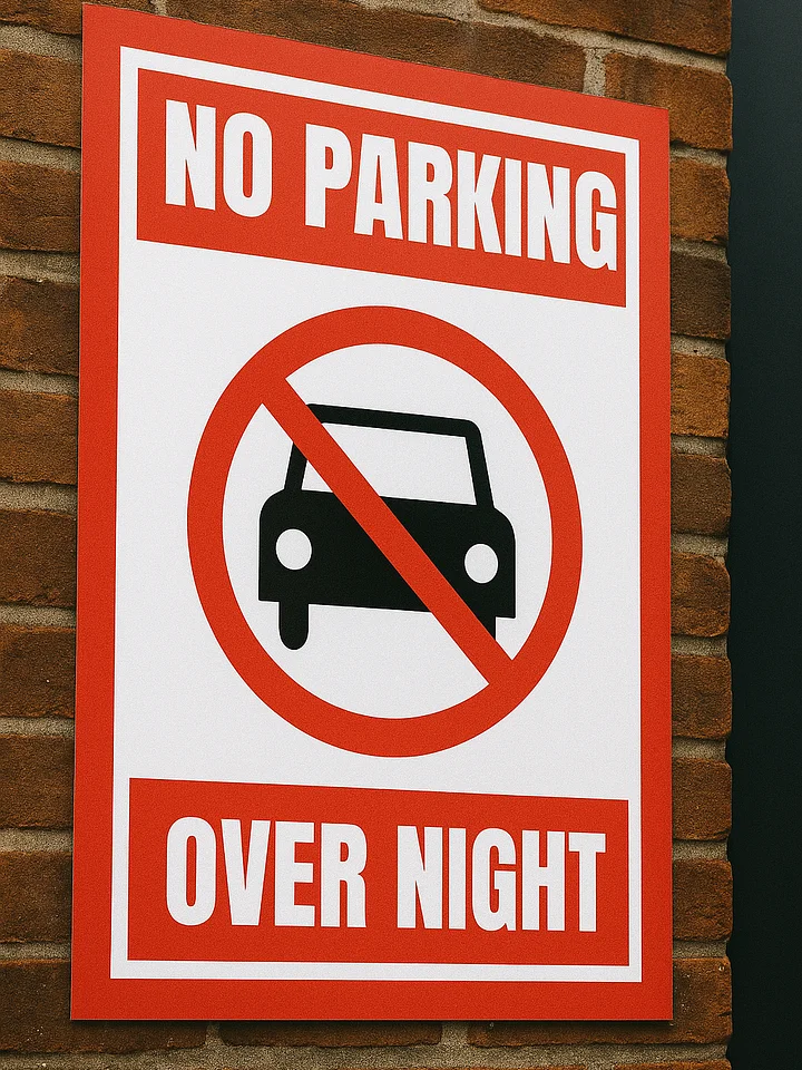 No Parking Overnight Door Sign - Printable Download product image (1)