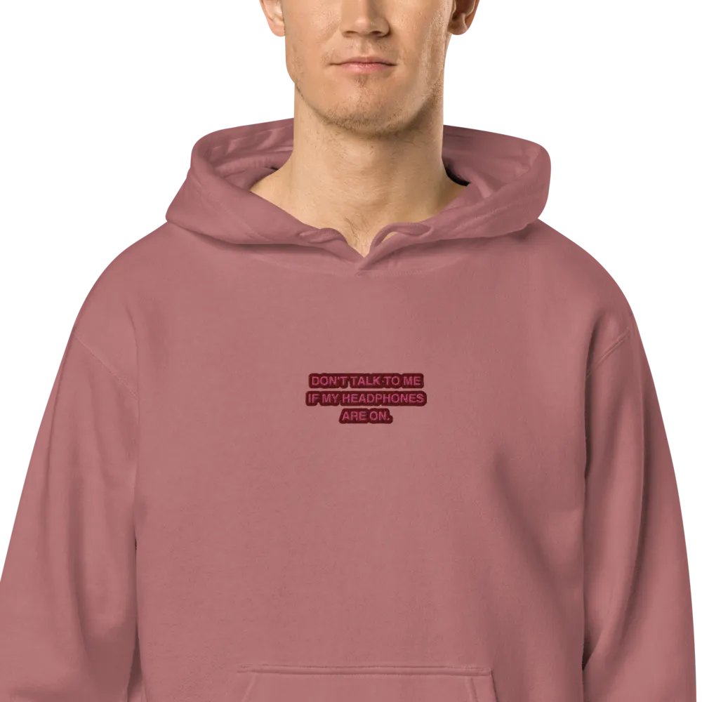 HEADPHONES ON (rose design) embroidered pigment hoodie product image (2)