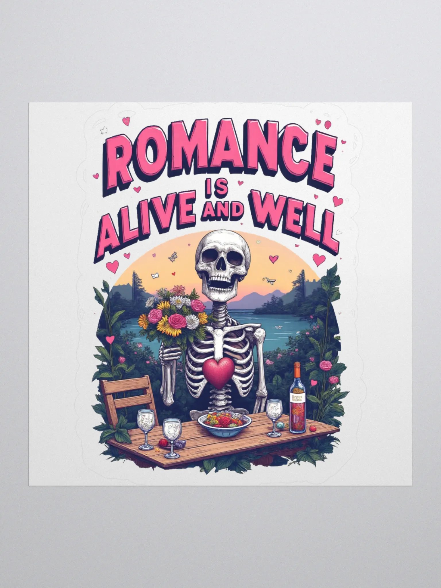 Romantic Skeleton Kiss Cut Stickers product image (1)