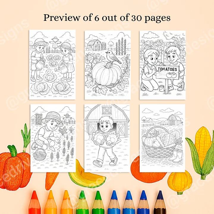 Printable Vegetables Coloring Book for Kids | 30 Fun Pages | A4 PDF | Instant Download + Freebies product image (2)