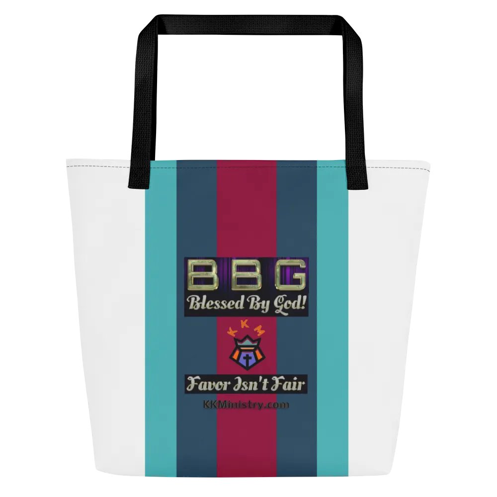 Turquoise, Burgundy, Green Striped BBG Tote Bag with Pocket product image (2)