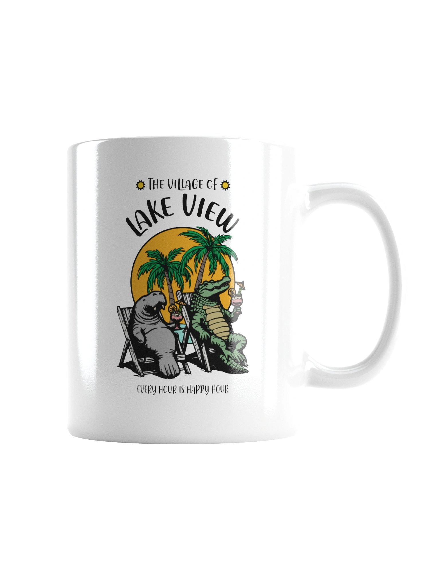The Village of Lake View TV Florida USA Fun Manatee Alligator Design Coffee Mug product image (5)