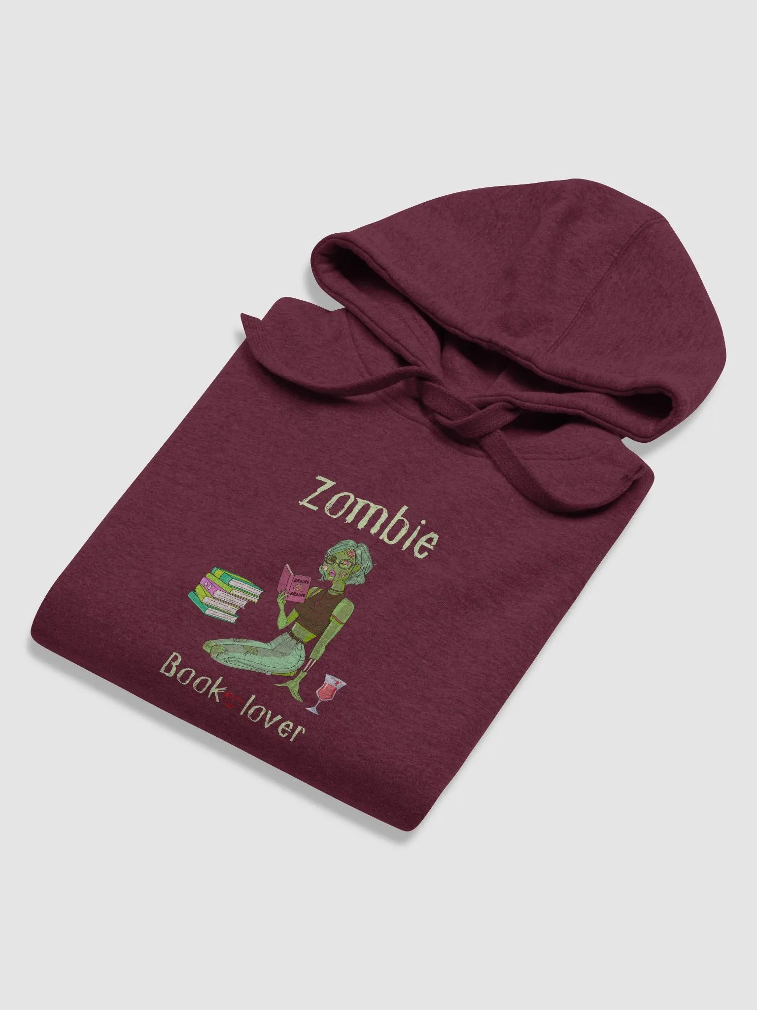 Zombie Book Lover - Maroon Unisex Hoodie product image (6)