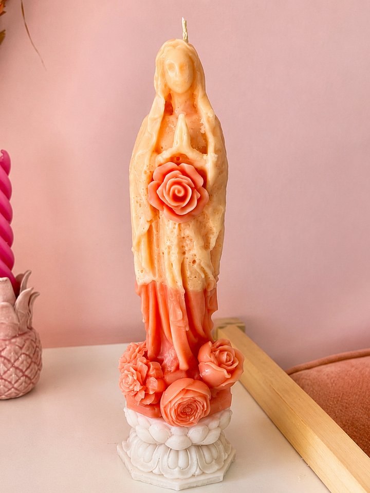 Pink Lady Mary Statue Candle product image (1)