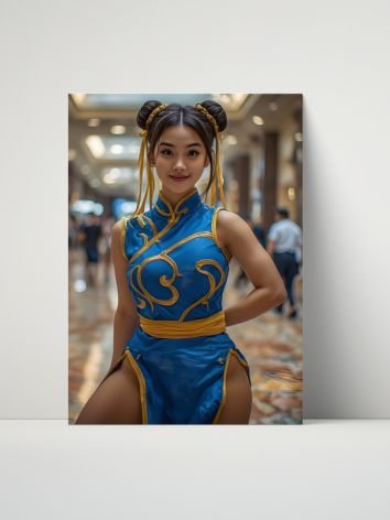 Chun-Li Blue Qipao Cosplay – Glossy 8x10 Metal Print product image (1)