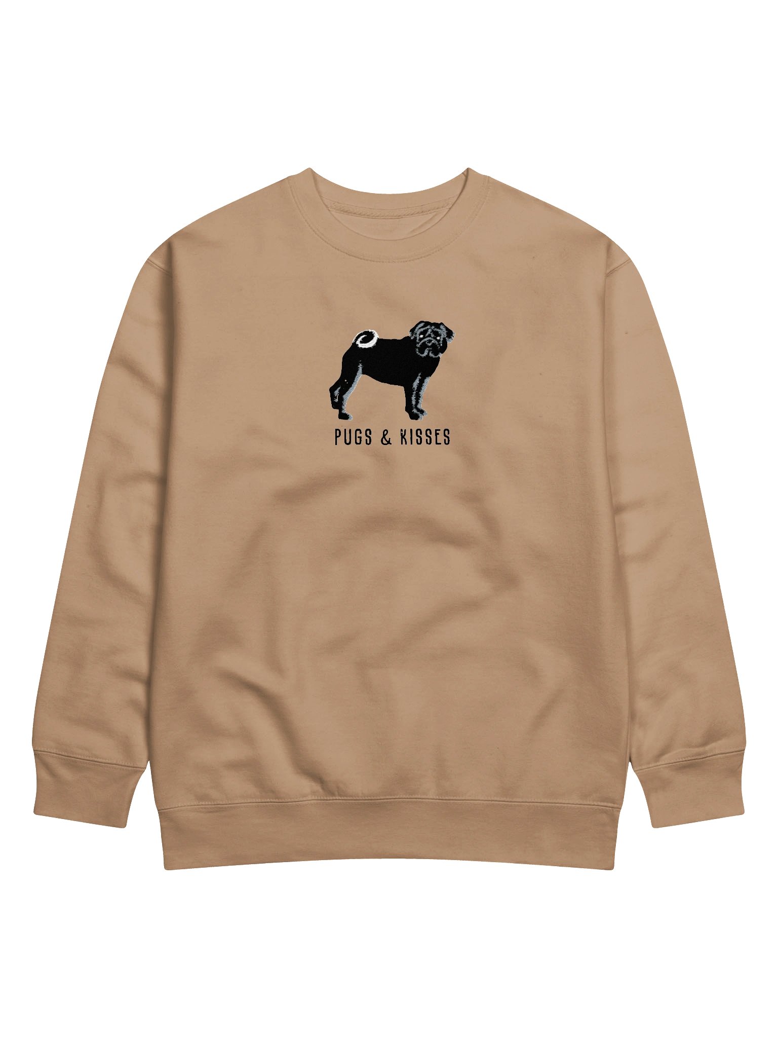 Pugs and Kisses Sweatshirt (Embroidered) of a Pug(Black) product image (1)