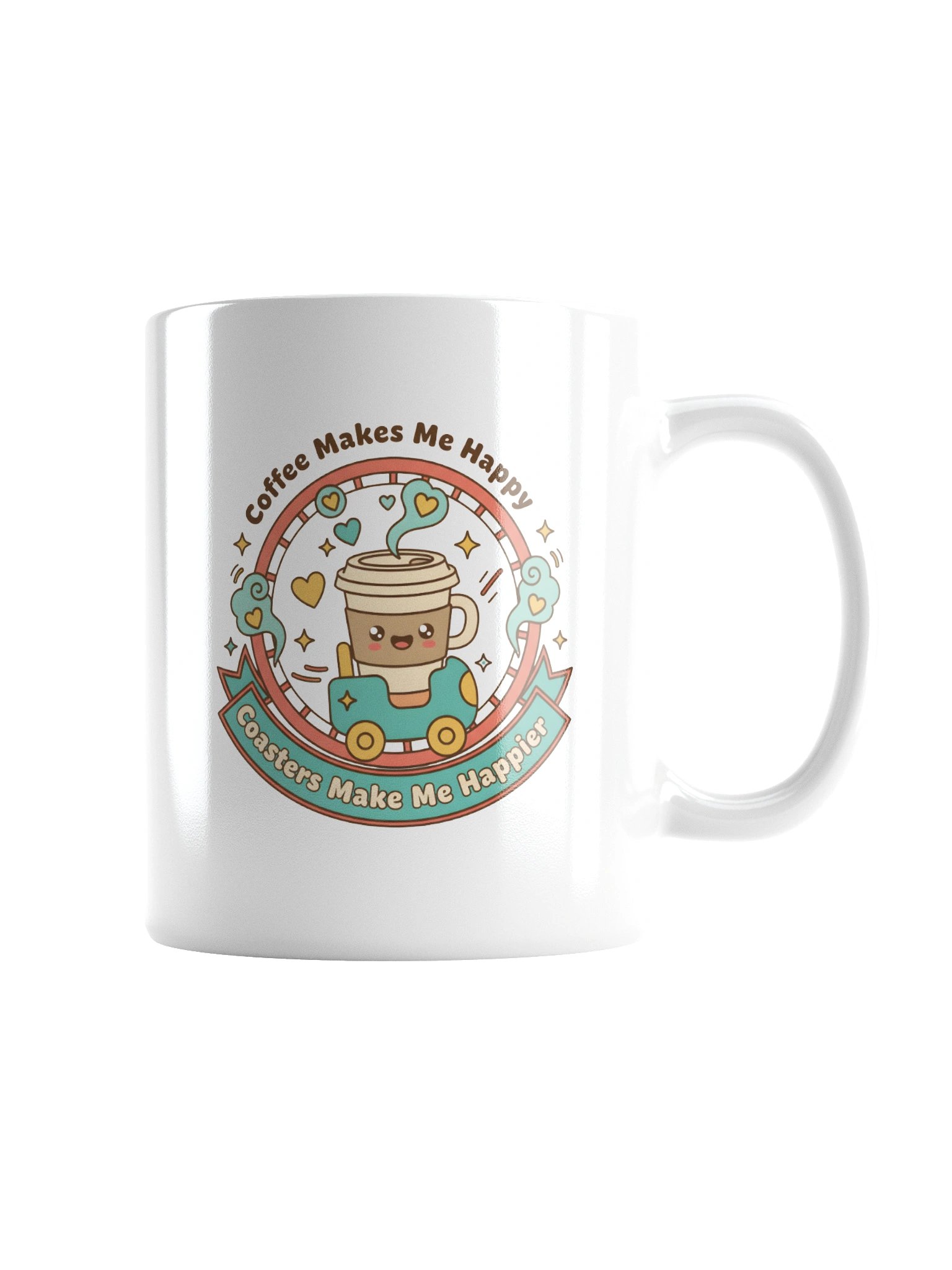 Coffee Makes Me Happy Coaster Mug – Cute Roller Coaster Coffee Cup for Theme Park Fans product image (4)
