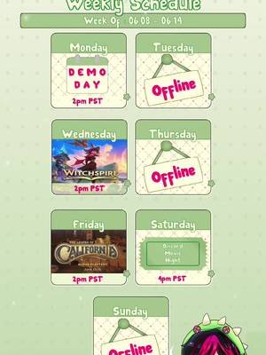 Next week's schedule 💚
