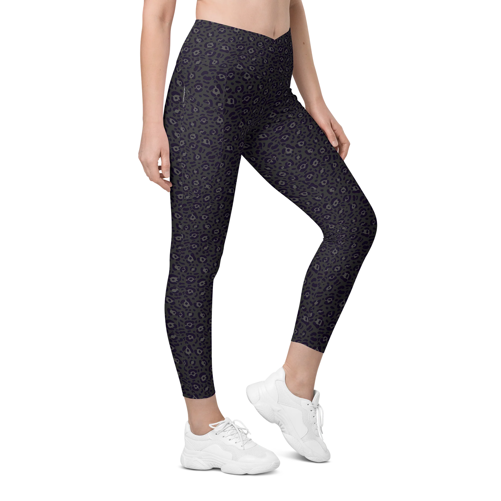 Leopard Print Crossover Leggings with Pockets product image (4)