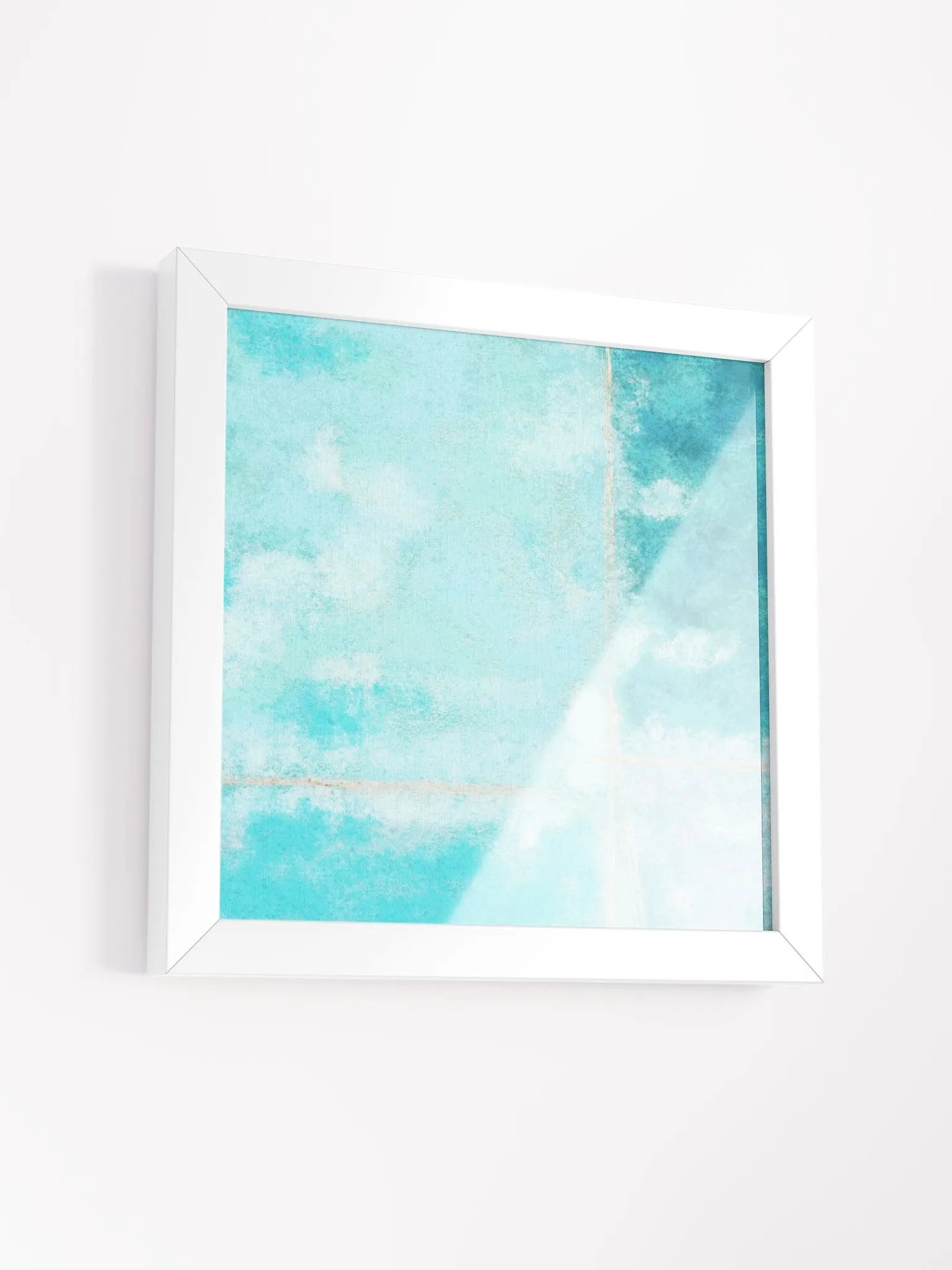 Vibrant abstract print minimalist light blue, teal, turquoise, aqua and white trendy aesthetic wall art product image (44)