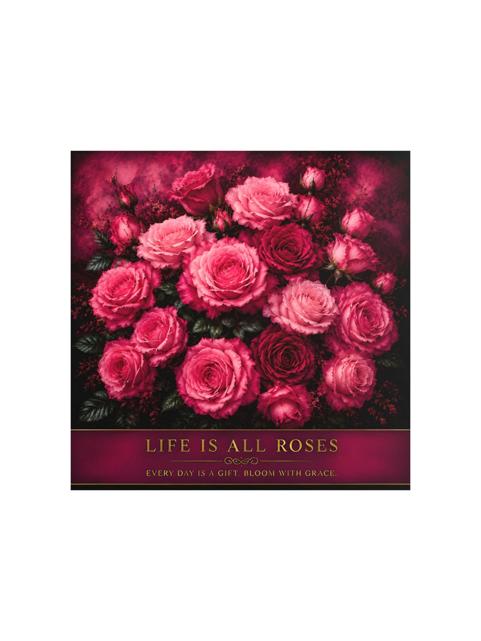 Life Is All Roses – Pink Rose Wall Art Poster | 10x10 Floral Decor product image (1)