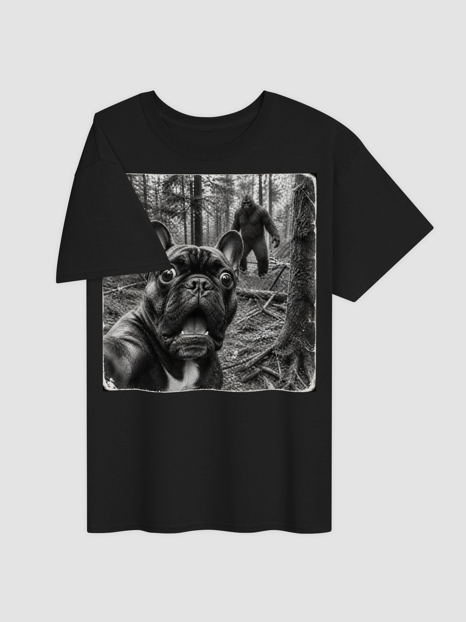 Funny Bigfoot French Bulldog Selfie Shirt - Sasquatch Frenchie Dog T-Shirt product image (3)