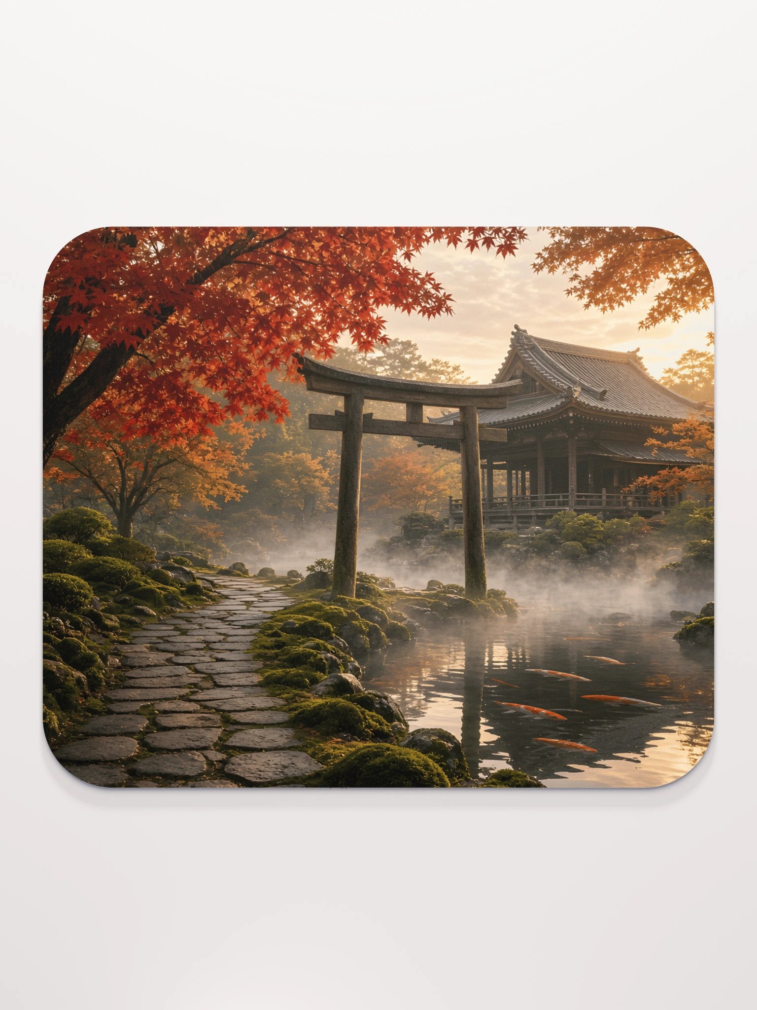 Japanese Torii Gate Autumn Garden Classic Mouse Pad | Aesthetic Asian Landscape Office & Gaming Mousepad product image (2)