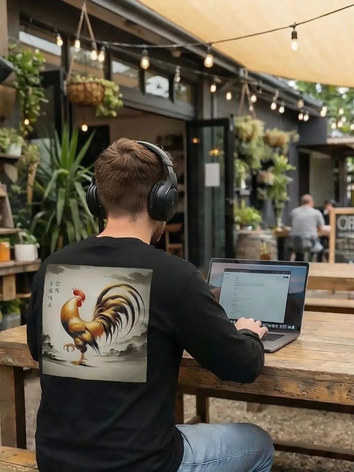 Golden Rooster Stands on One Leg Premium Long Sleeve Tee product image (3)