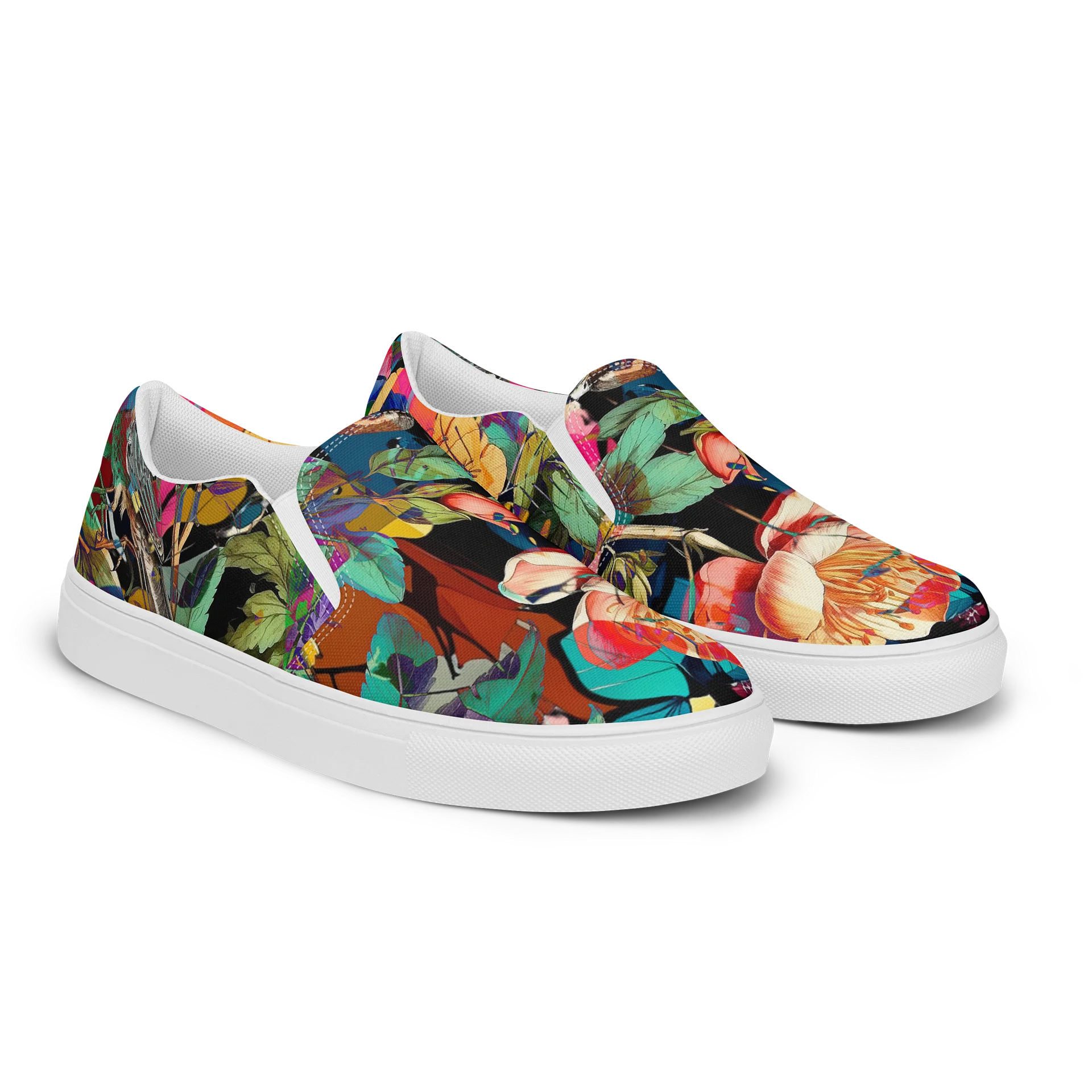 Vibrant Bird & Floral Slip-On Canvas Shoes product image (2)