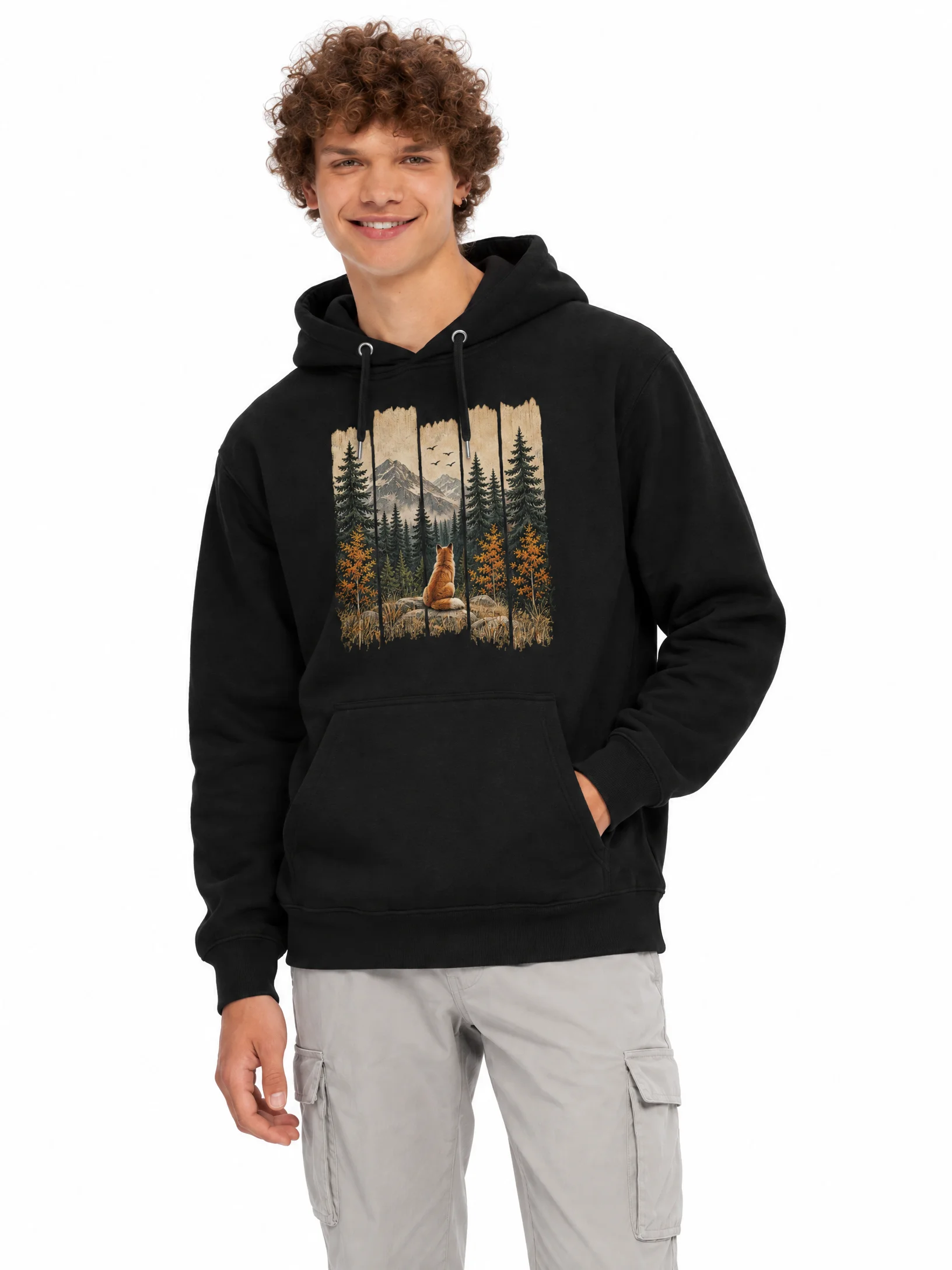 AUTUMN FOX FOREST HOODIE | WILDLIFE ART product image (2)
