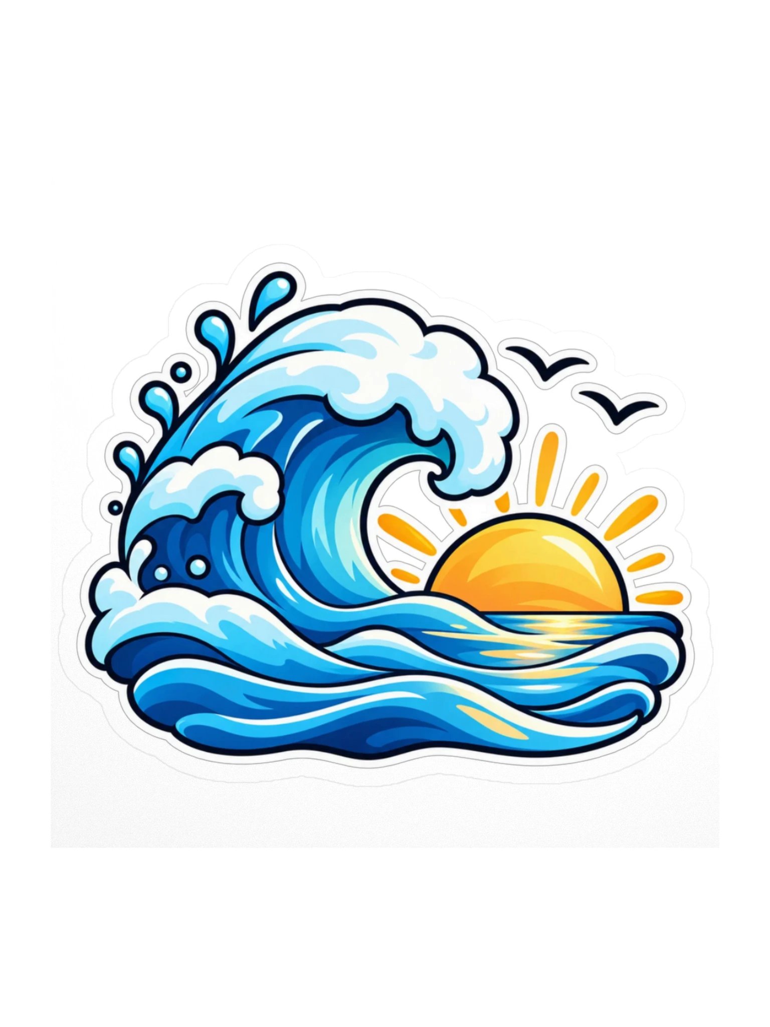 Ocean Wave Water Bottle Sticker | Beach Sunrise Vinyl Decal product image (1)